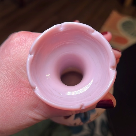 Antique Bristol Glass handpainted floral Bristol pink opaline glass vase - Picture 9 of 9